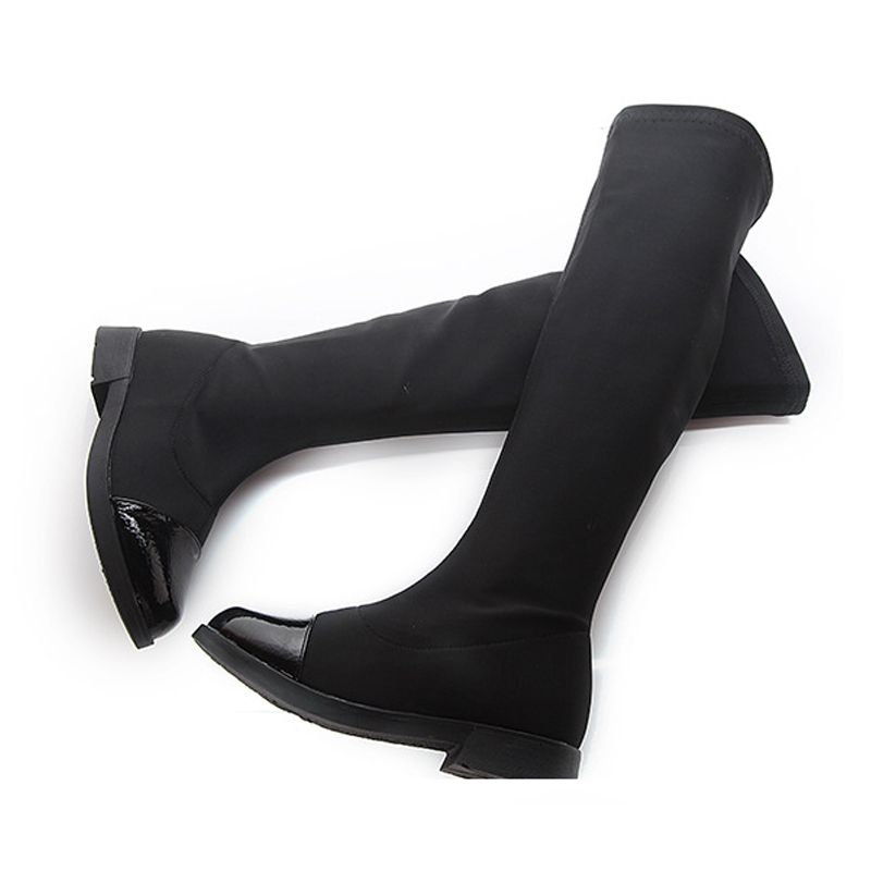Size3037 big kids girls knee boots 2015 new fashion black stretch