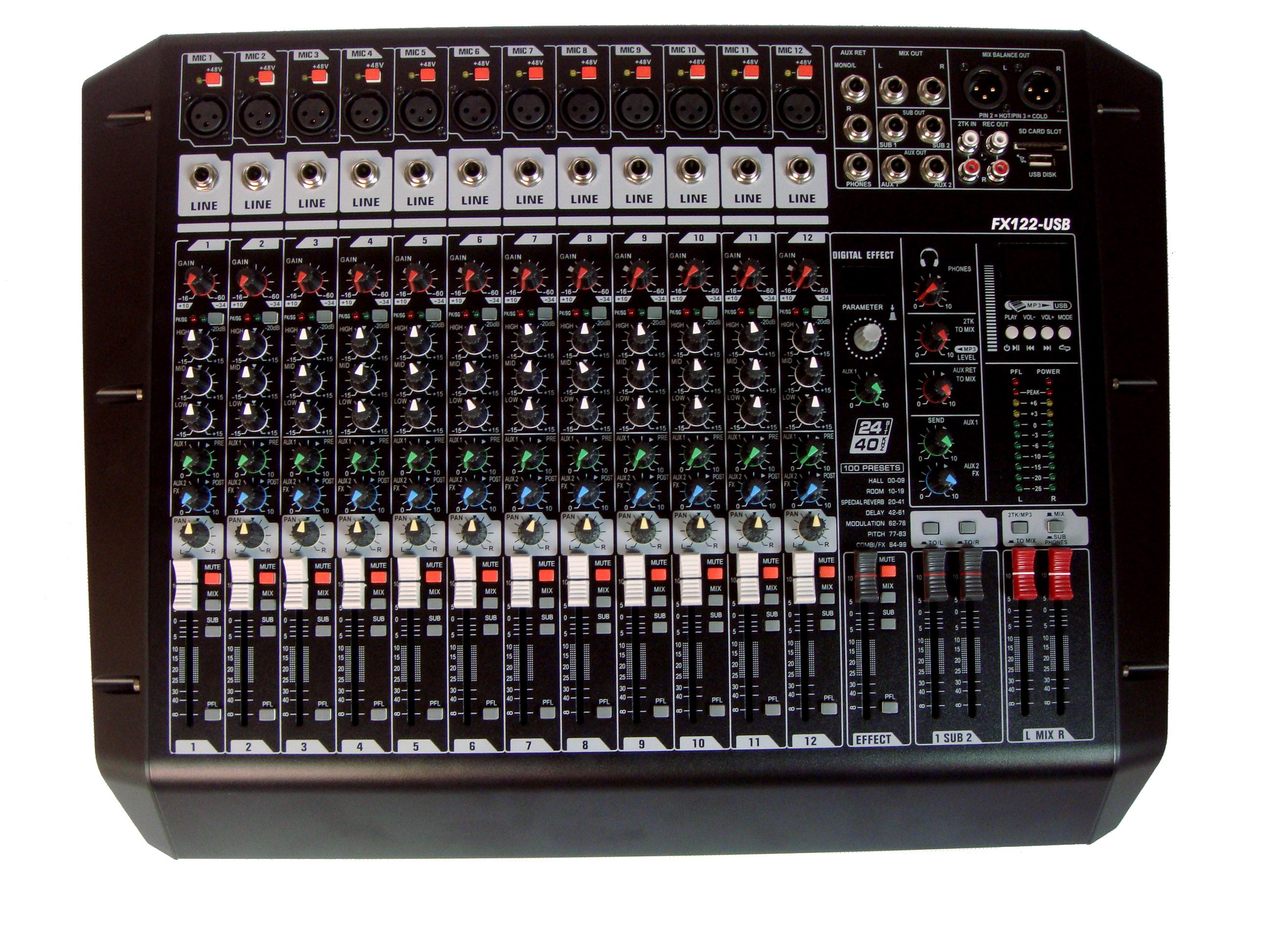 Major Audio Mixer Fx122 Usb Rack Mount Digital Mixer Built in Dsp / Mp3