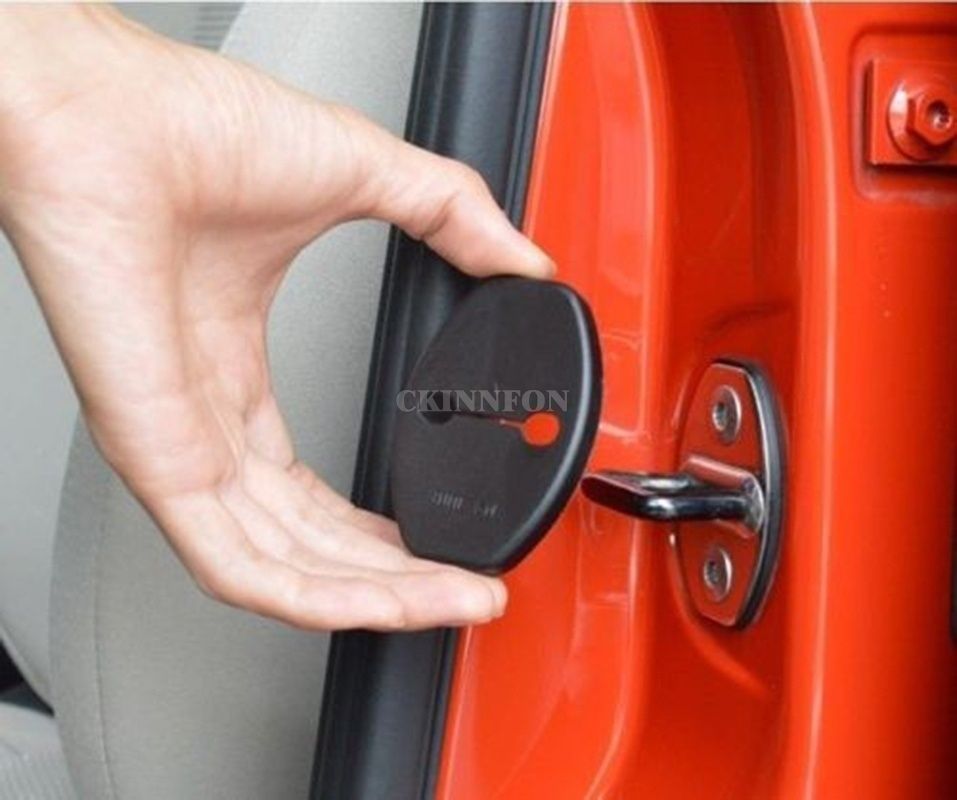 Dhl 50set 4pcs Set Interior Accessories Black Car Door Lock Protective Cover Decoration Carbon Fiber Covers For Jetta Lavida Beetle Cc