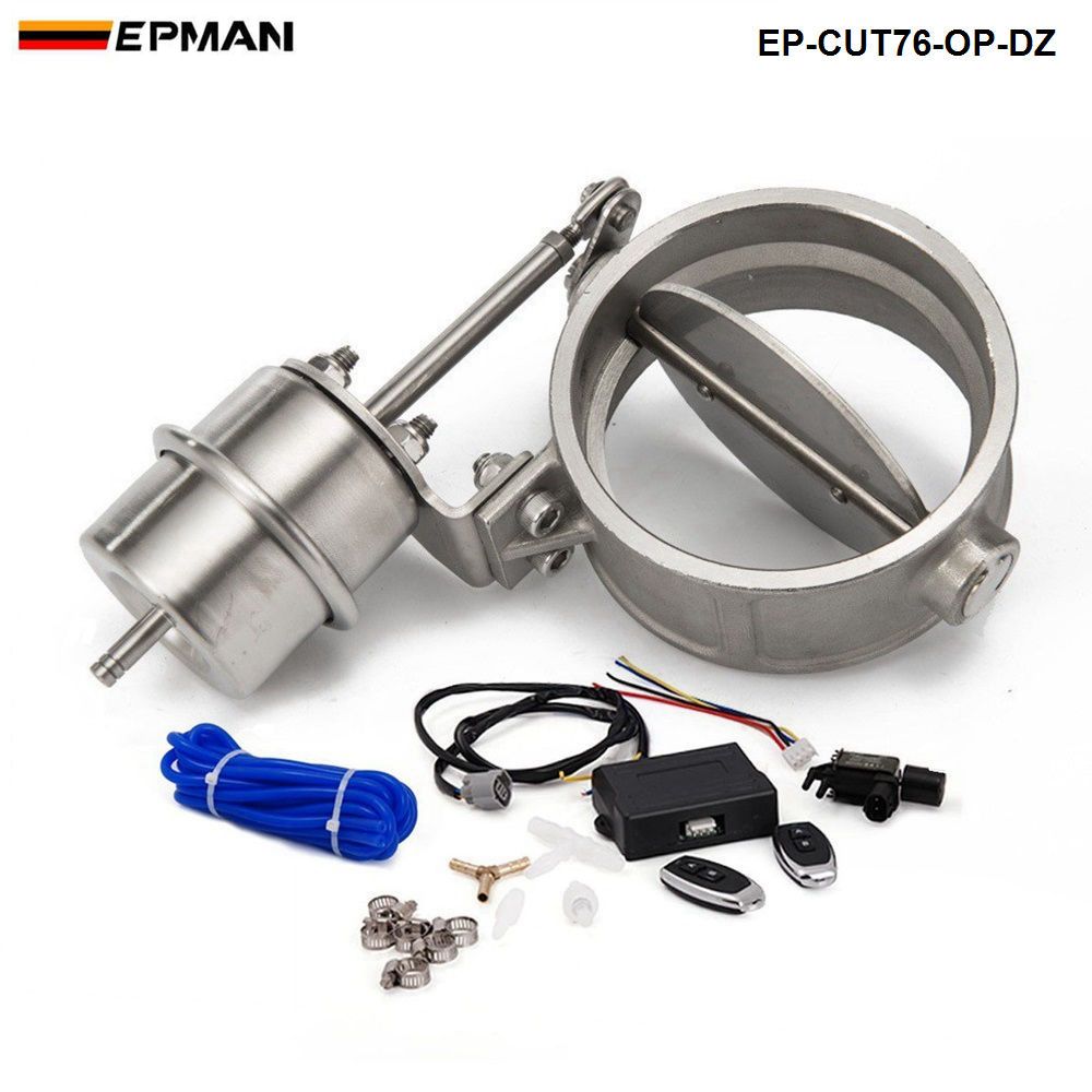 Exhaust Control Valve Set Cutout 3 76mm Pipe OPEN Style With Vacuum Actuator with Wireless