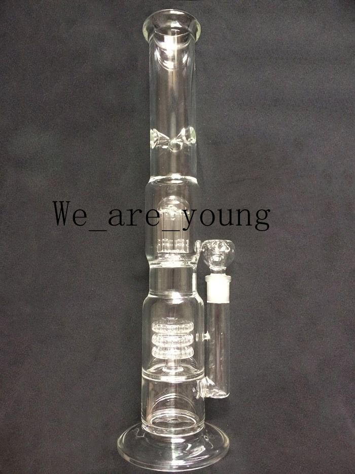 2019 Hand Blown Glass Bong Height 45Cm Percolator Turbine 6 Arm Water