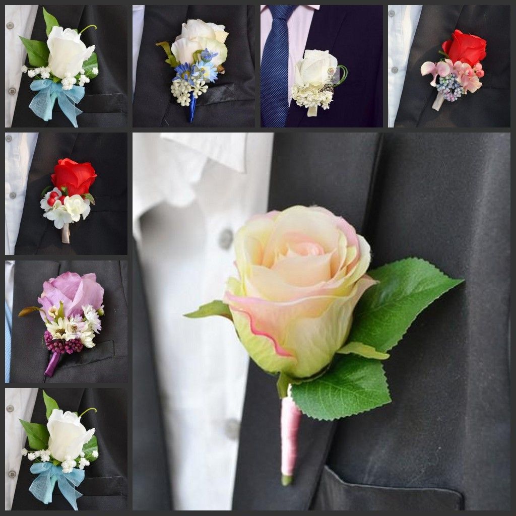Romantic Wedding Decoraitve Boutonnieres Elegant Artificial Rose