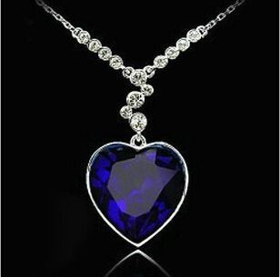 necklace heart titanic crystal diamond pendant austrian luxury jewelry gift sapphire chokers valentine dark ocean larger