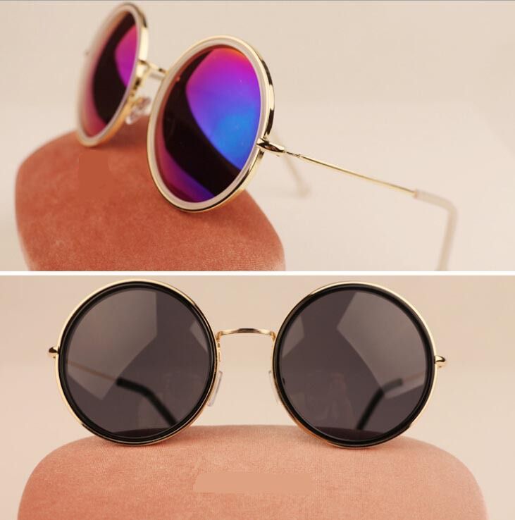 gold frame retro round sunglasses women designer