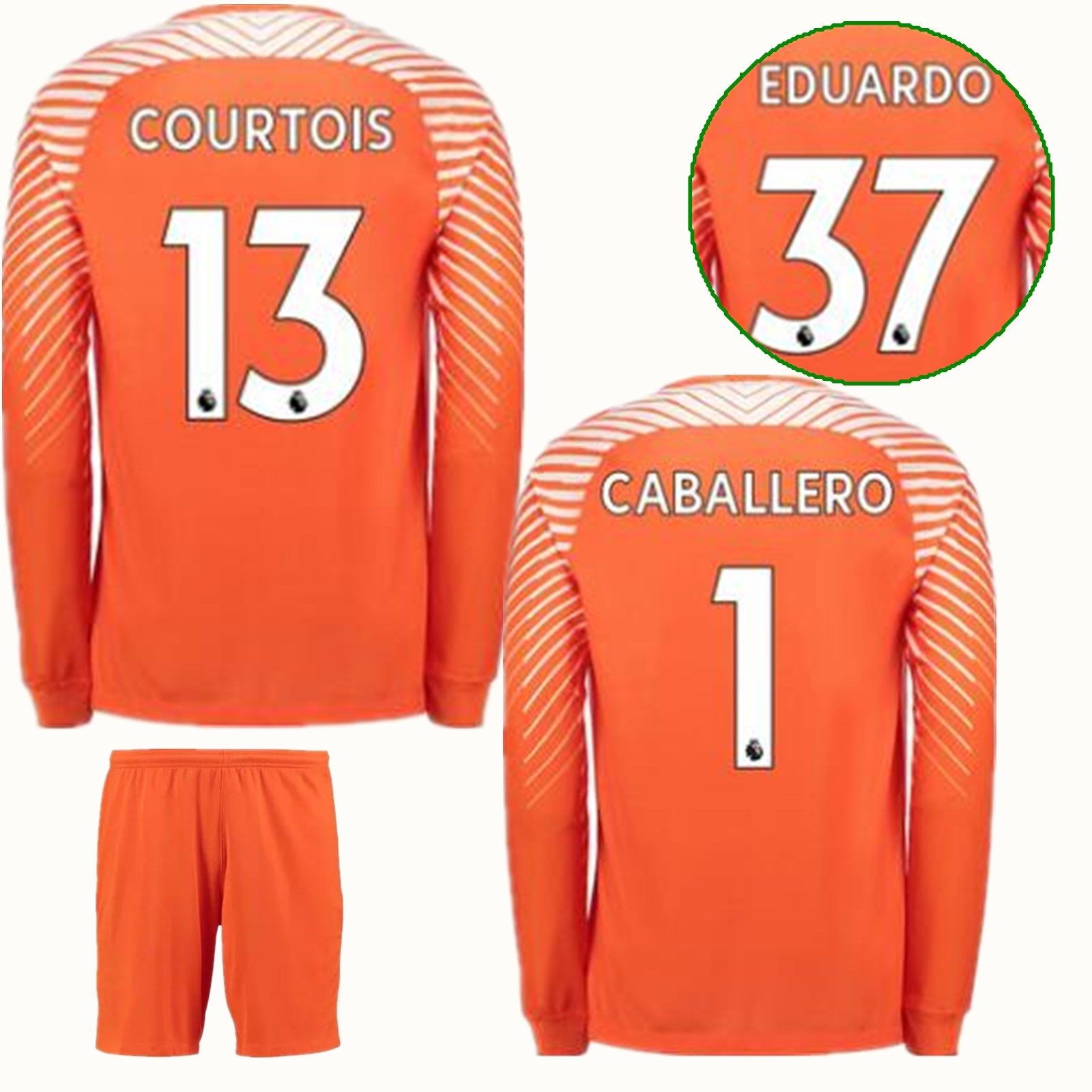 2018 2017 2018 The Blues Orange Goalkeeper Soccer Jerseys Long Shirts 1 Begovic 13 Thibaut