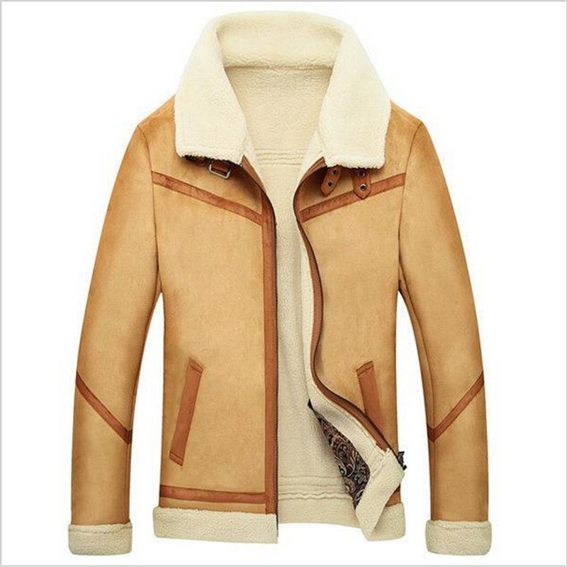 2018 Fall New Men Suede Leather Jackets Winter Fur Coats Size M 2018 Fall New Men Suede Leather Jackets Winter Fur Coats Size M 4xl Vintage Camel Coffee Man Wool Outerwear Warm Fleece Lining From Sizhu