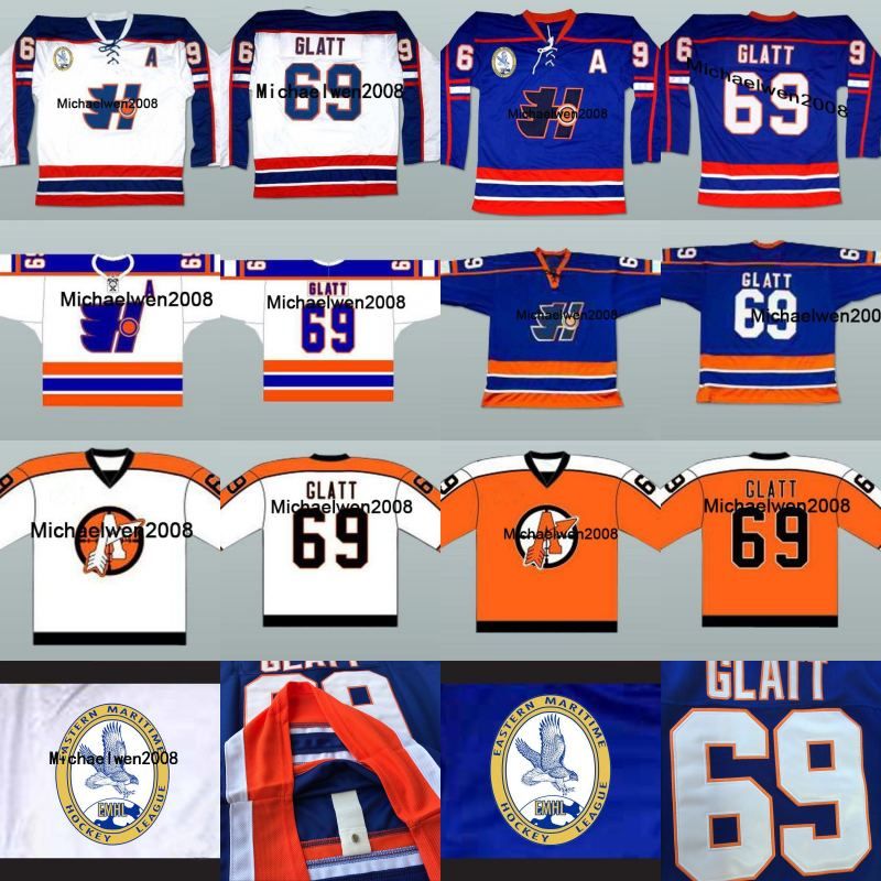 2017 Goon Custom Hockey Jersey 69 Doug The Thug Glatt Jersey Blue,Glatt