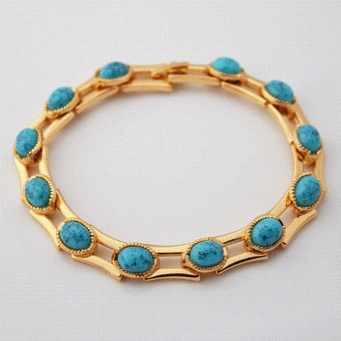 2020 Turkey Jewelry Turquoise Bracelets For Women 18k Real Gold Plated