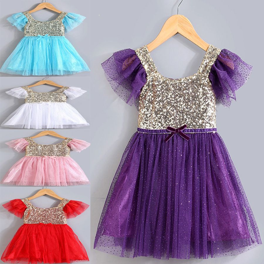 2019 Free Fedex Ups 2016 Girls Lovely Sequins Dresses Baby Girl