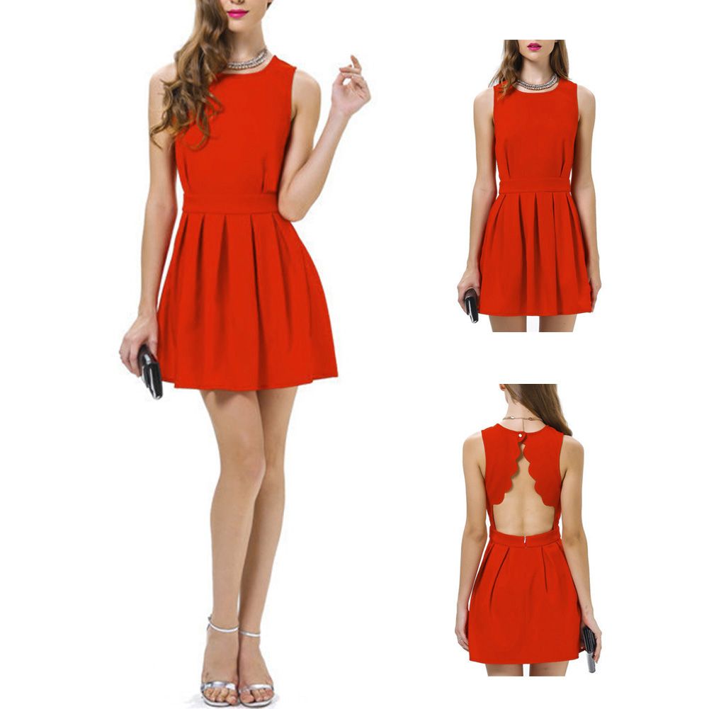 S5Q Womens Red Cocktail Party Mini Dress Korean Elegant Evening Dress Lady Sexy Skirts AAADXQ 