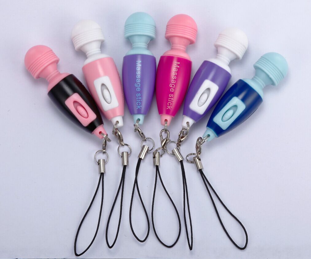 Mini Portable Full Body Massage Stick Key Chain For Female Black Mini