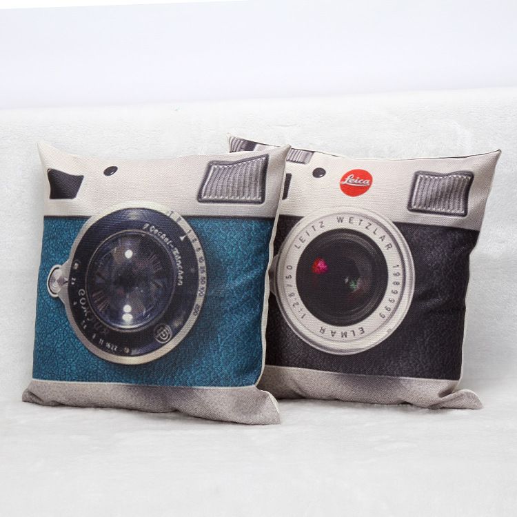 2 Styles Cameras Cushion Covers Retro Vintage Camera Art Cushion