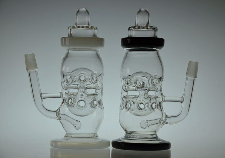 2021 Fab Egg Baby Bottle Oil Rigs Water Pipe Glass Bongs With Pinholes Diffusor With 14.5mm