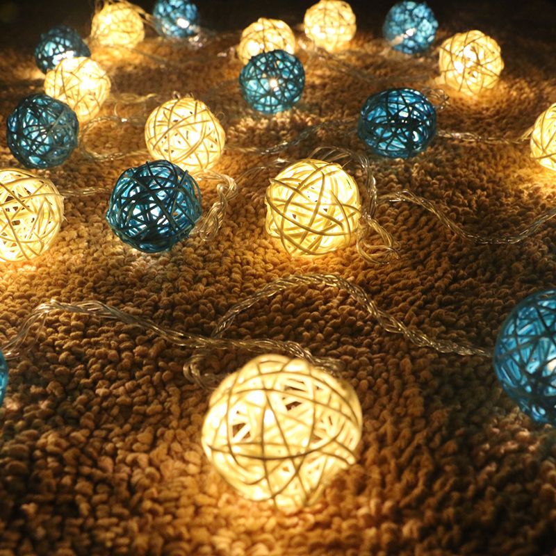 4m 20led rattan ball string lights sepak takraw ball light lamp