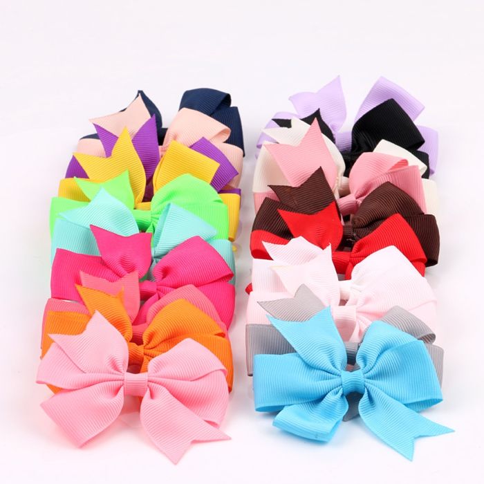 3 Inch Grosgrain Ribbon Hair Bows WITH Clip Baby Girl Pinwheel HairBows Hair Clips Hair Pins