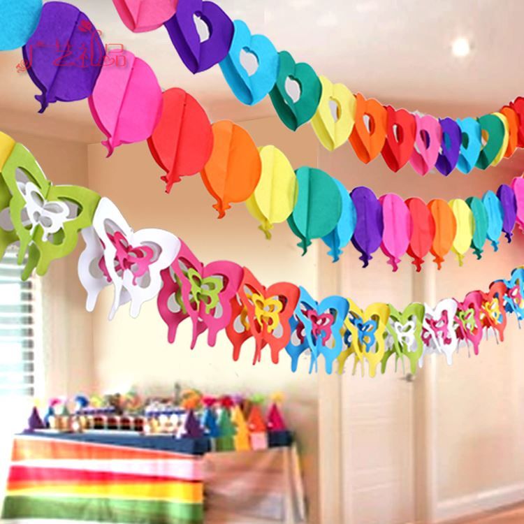 Colorful Paper Garlands Creative Cutting Arrangement Birthday Holiday Decoration Items Baby Wedding Party Dress Home Daily Colorful Paper Garlands Creative Cutting Arrangement Birthday Holiday Decoration Items Baby Wedding Party Dress Home Daily