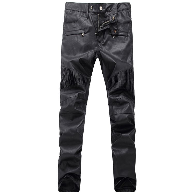 2020 BALMAIN Jeans Balmai Hot Mens Black Leather Pants Kanye Skinny BP ...