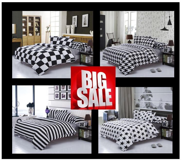 Single Double Black White Stripe Square Star Dot King Queen Full Single Double Black White Stripe Square Star Dot King Queen Full Size Bedding Set Comforter Sheet Duvet Cover Linen Home Textile Quilt Sets