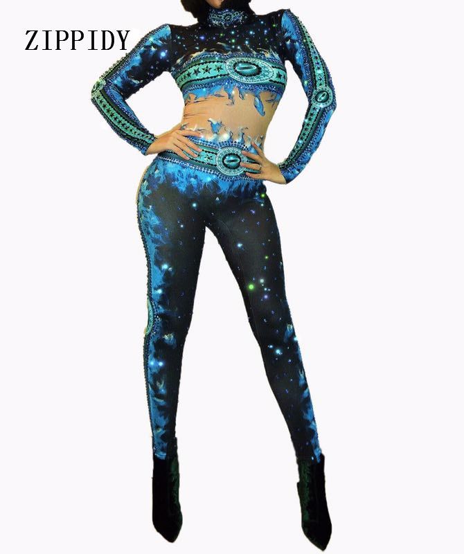 blue rhinestone jumpsuit