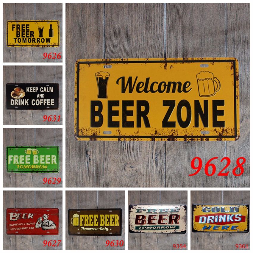 Free Beer Drink Coffee Zone Vintage Nostalgia Embossed Metal Tin Free Beer Drink Coffee Zone Vintage Nostalgia Embossed Metal Tin Sign Souvenir License Plates Retro Number Plate Craft