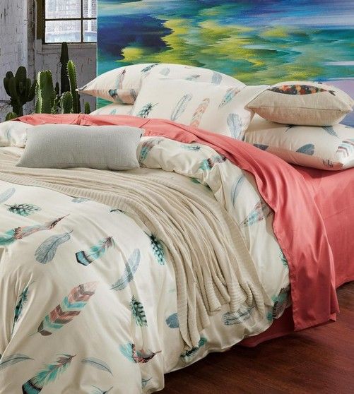 Colorful Feather Bedding Set King Size Queen Full Double ...
