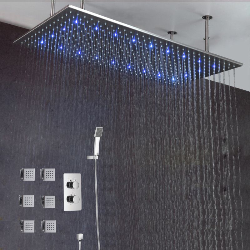 2018 Luxury Bathroom Ceiling Led Rain Shower Set 50 100cm Brushed 2018 Luxury Bathroom Ceiling Led Rain Shower Set 50 100cm Brushed Big Rainfall Head 3 Ways Thermostatic Mixer Brass From Setsail411