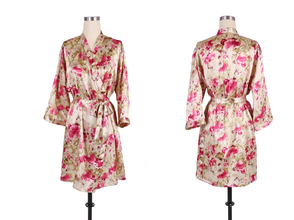 2020 Floral Satin Robe Wedding Morning Robe Kimono Robe Bride And