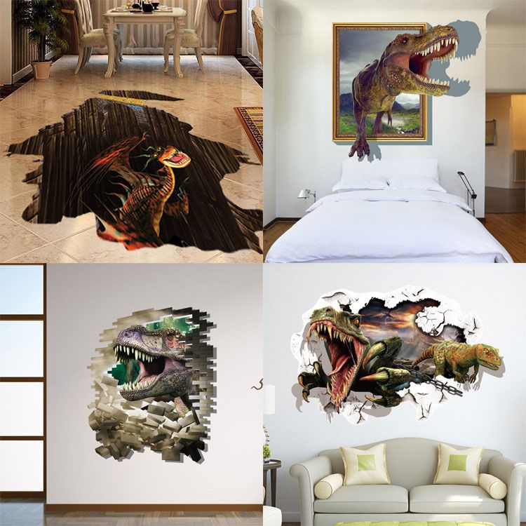 mixed new 3d dinosaur wall stickers decorative wall decal cartoon