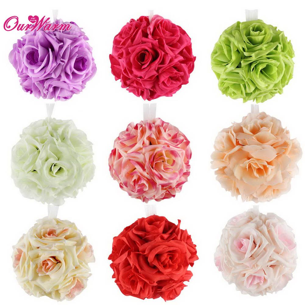 Many Colors Becautiful Artificial Silk Flower Rose Balls Wedding