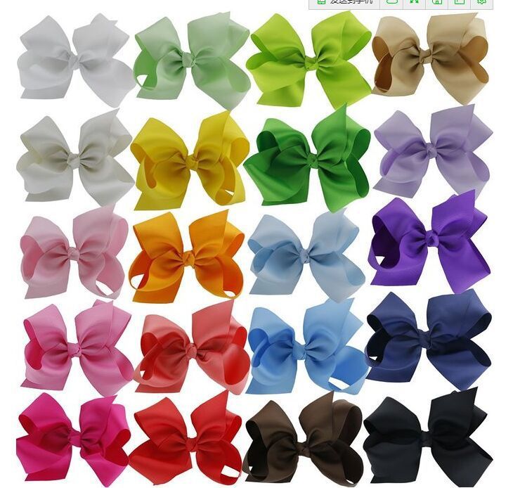BLUE HANDMADE LARGE 5.5/" HAIR RIBBON BOW GIRL KIDS CHILDREN BABY ALLIGATOR CLIP