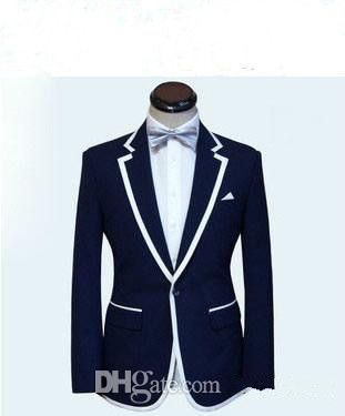 Custom made men suit,blue white men wedding suit men tuxedoJacket+Pants+Tie+Pocket Square