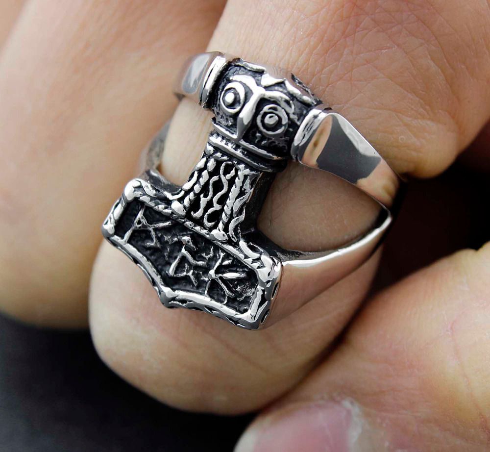 viking corss thor hammer mjolnir ring mens biker stainless steel fingerring sr46 black diamond engagement rings wedding rings for women from rocker_vogue - Viking Wedding Rings viking corss thor hammer mjolnir ring mens biker stainless steel fingerring sr46 black diamond engagement rings wedding rings for women from rocker_vogue - Viking Wedding Rings