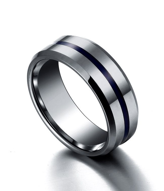 Classic 8mm Tungsten Carbide Ring Black Silicone Rubber Inlay Men'S ...