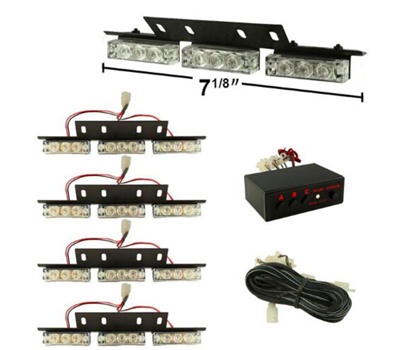4 X 3 LED Flash Light + Control Box Car LED Warning Light Strobe Light