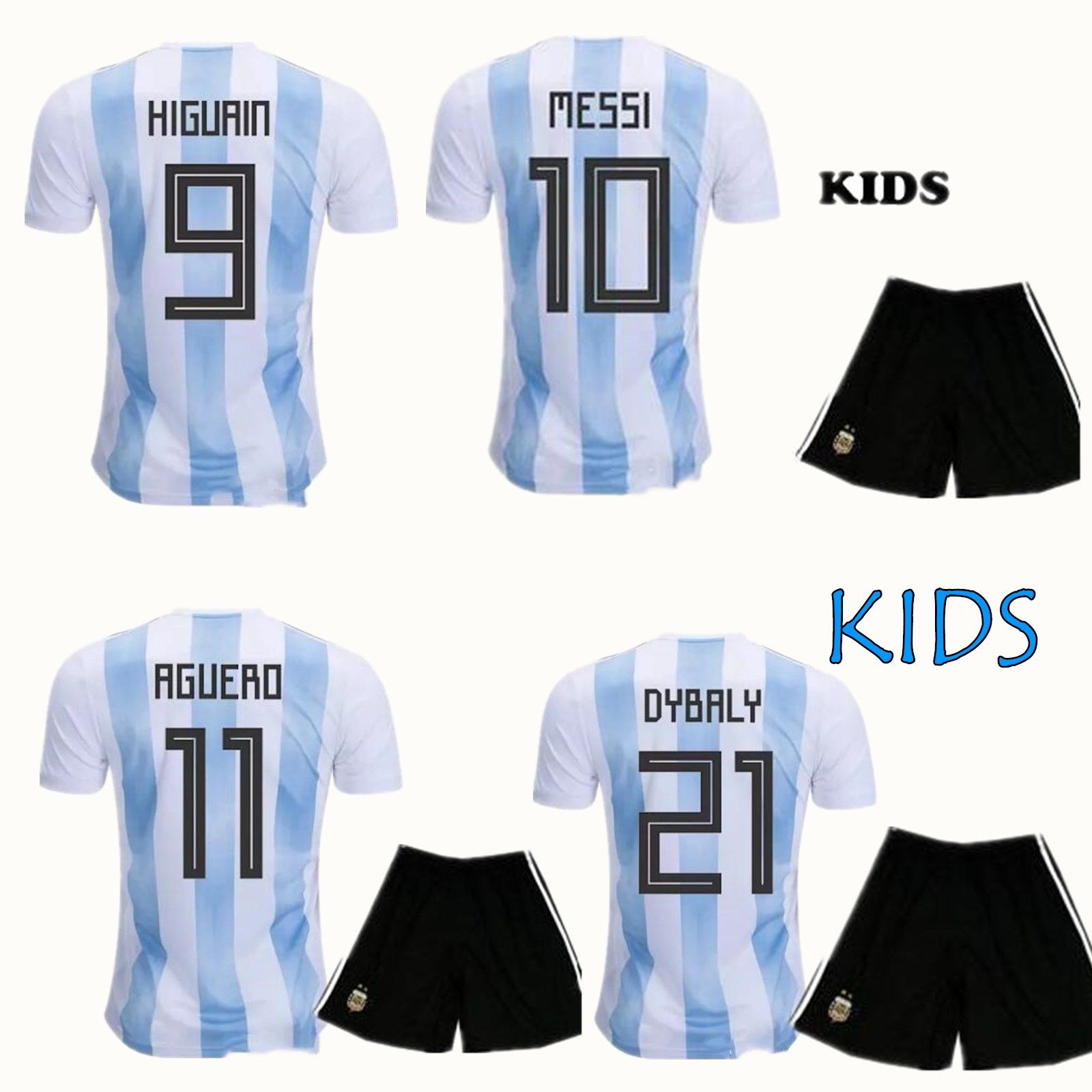 2019 2018 World Cup Argentina Kid Soccer Sets Youth Messi Jersey Di