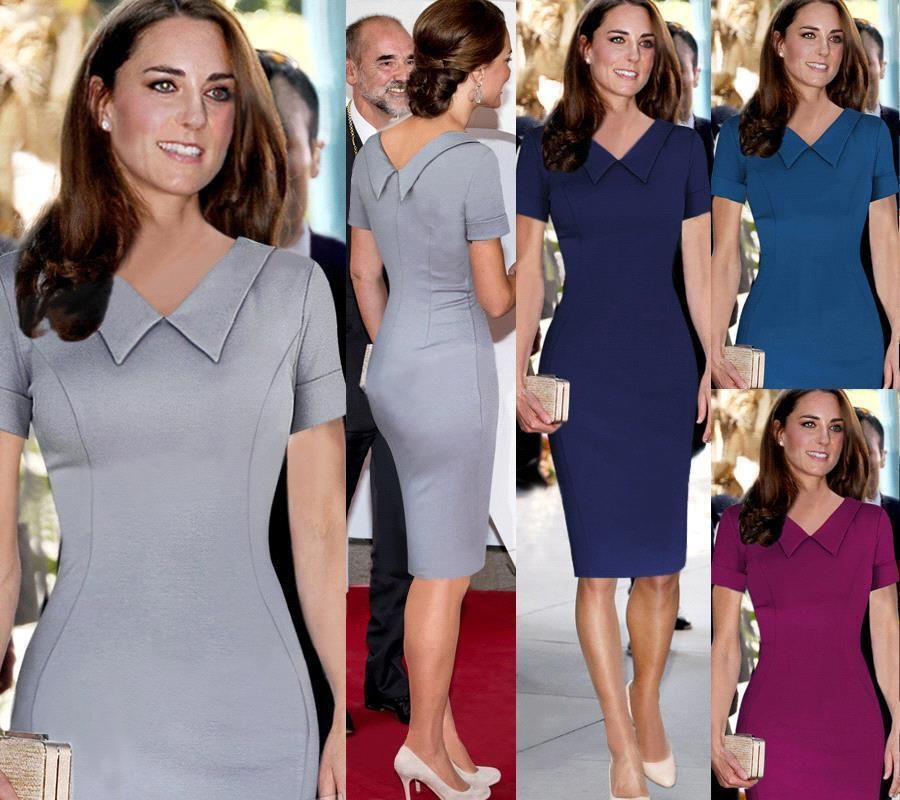 2017 Kate Middleton Street Style 2015 Knee Length Casual Dress Doll ...
