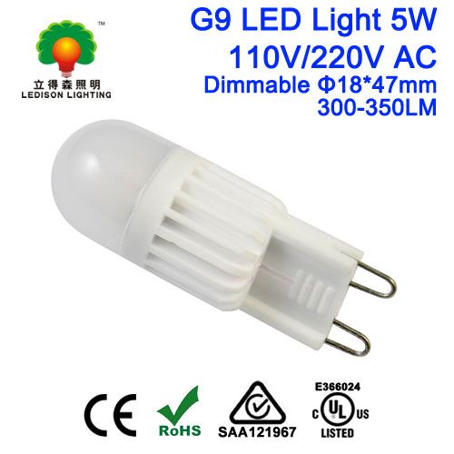 Dimmable Led G9 Light Bulb 5watt 350lm Ceramic Warm White 3000k Dimmable Led G9 Light Bulb 5watt 350lm Ceramic Warm White 3000k Pure 6000k 300degrees Beam Angle Diameter 16mm 35w Halogen