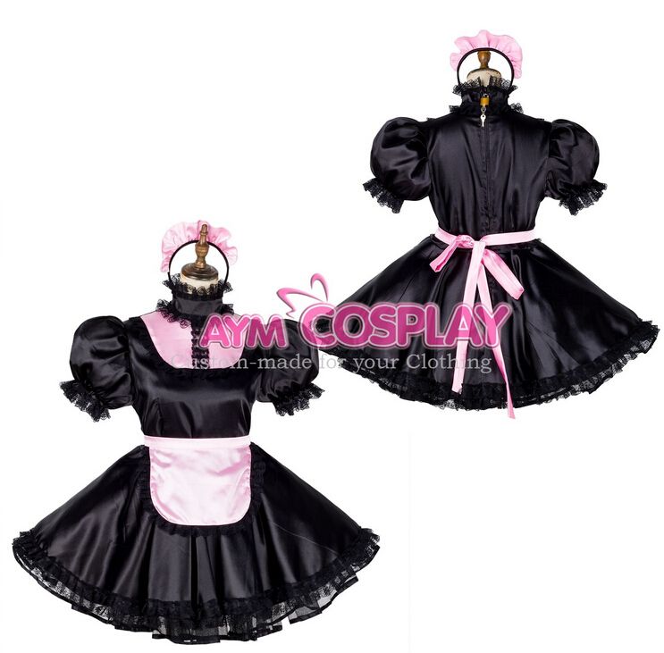 New Arrival Custom Made Lockable Satin Sissy Maid Dress Lolita New Arrival Custom Made Lockable Satin Sissy Maid Dress Lolita Princess Costumes Outfit Fancy Cosplay Costume Team Costumes For Halloween W Themed Costumes ... - New Arrival Custom Made Lockable Satin Sissy Maid Dress Lolita