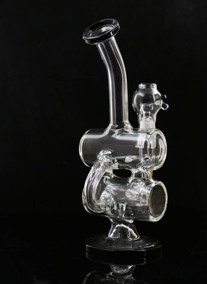 2020 Recycler Glass Bong Double Barrel Bongs Water Pipes With Oil Rig