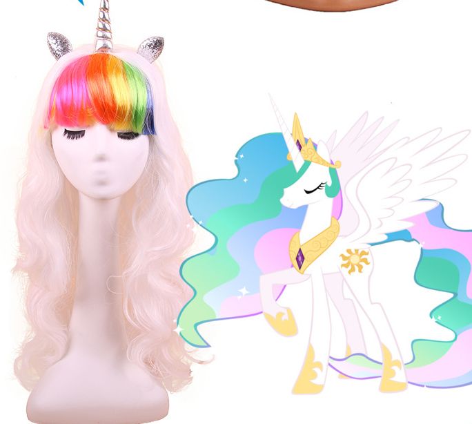 colorful wig movie long wavy wigs for festive unicorn cosplay pony