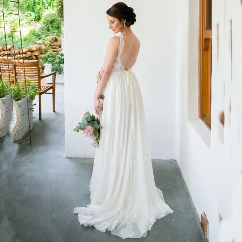 compre nuevo estilo 2018 bohemio vestidos de novia sin espalda