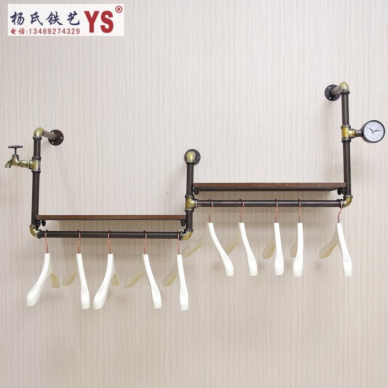 Retro Iron Pipe Coat Rack Clothing Store Shelf Hanging Rod Side Wall Magnificent Metal Wall Coat Rack With Shelf Retro Iron Pipe Coat Rack Clothing Store Shelf Hanging Rod Side Wall Magnificent Metal Wall Coat Rack With Shelf