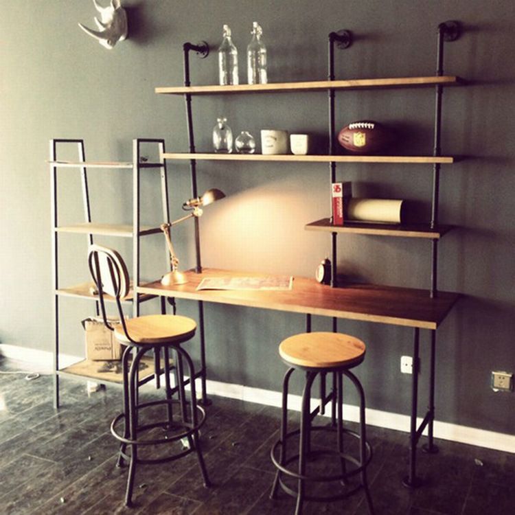 American Iron Pipe Wall Shelf Computer Desk Combination American Iron Pipe Wall Shelf Computer Desk Combination Of Vintage Style Creative Personality Bookshelf With 821 11 Piece On