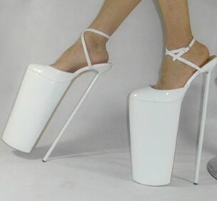 Extremely High 40cm 16 Heels And 28cm 11 High Platform White Patent Pu ...