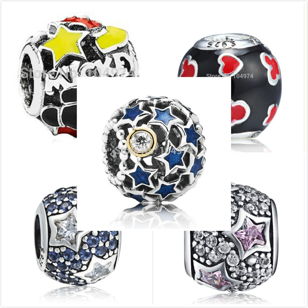 2020 Wholesale Variety Of Round Crystal Star Charm 925 Sterling Silver