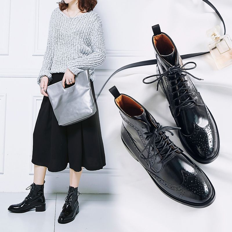 heeled brogue boots