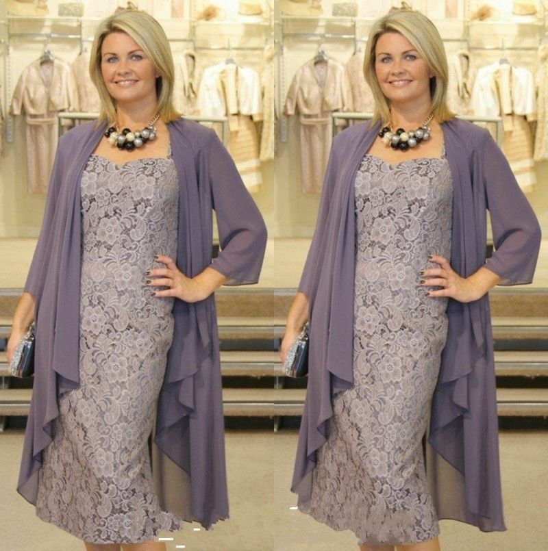 2017 Elegant Gray Lace Two Pieces Mother Of The Bride Dresses With ... 2017 Elegant Gray Lace Two Pieces Mother Of The Bride Dresses With ...