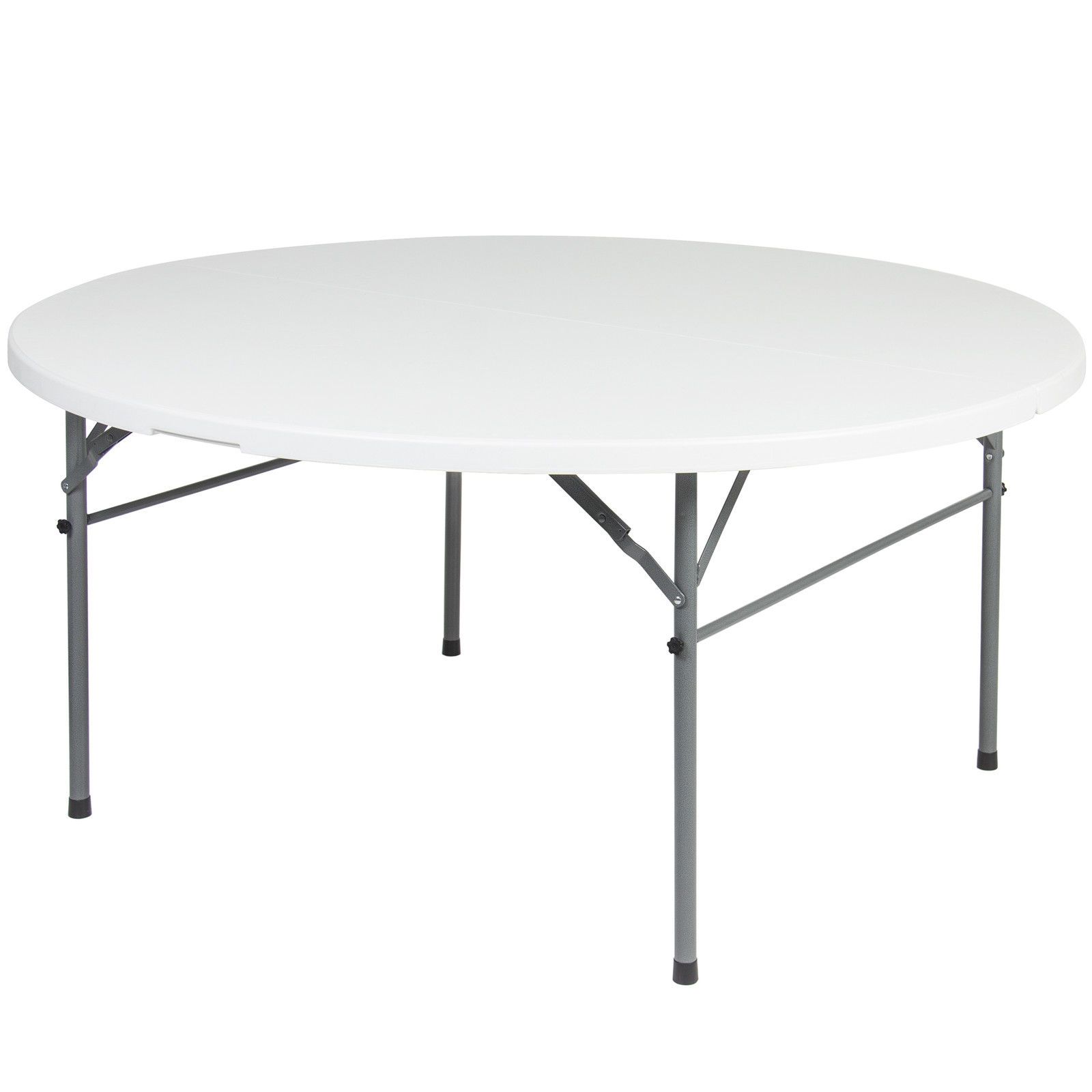 Bcp 60 Round Folding Table Bi Fold White Plastic Kitchen Indoor Outdoor