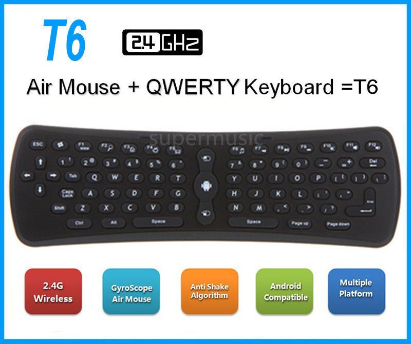 2.4GHz 6 Axis Gyroscope Air Mouse Keyboard Wireless T6 Mini Wifi Fly