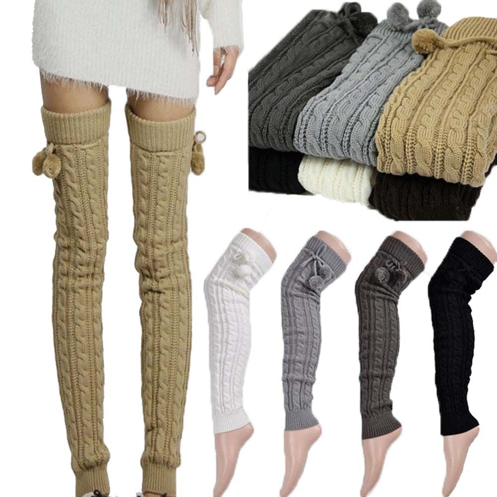 New Women Sexy Warm Classic Leg Warmers Knitting Casual Knee Footless ...